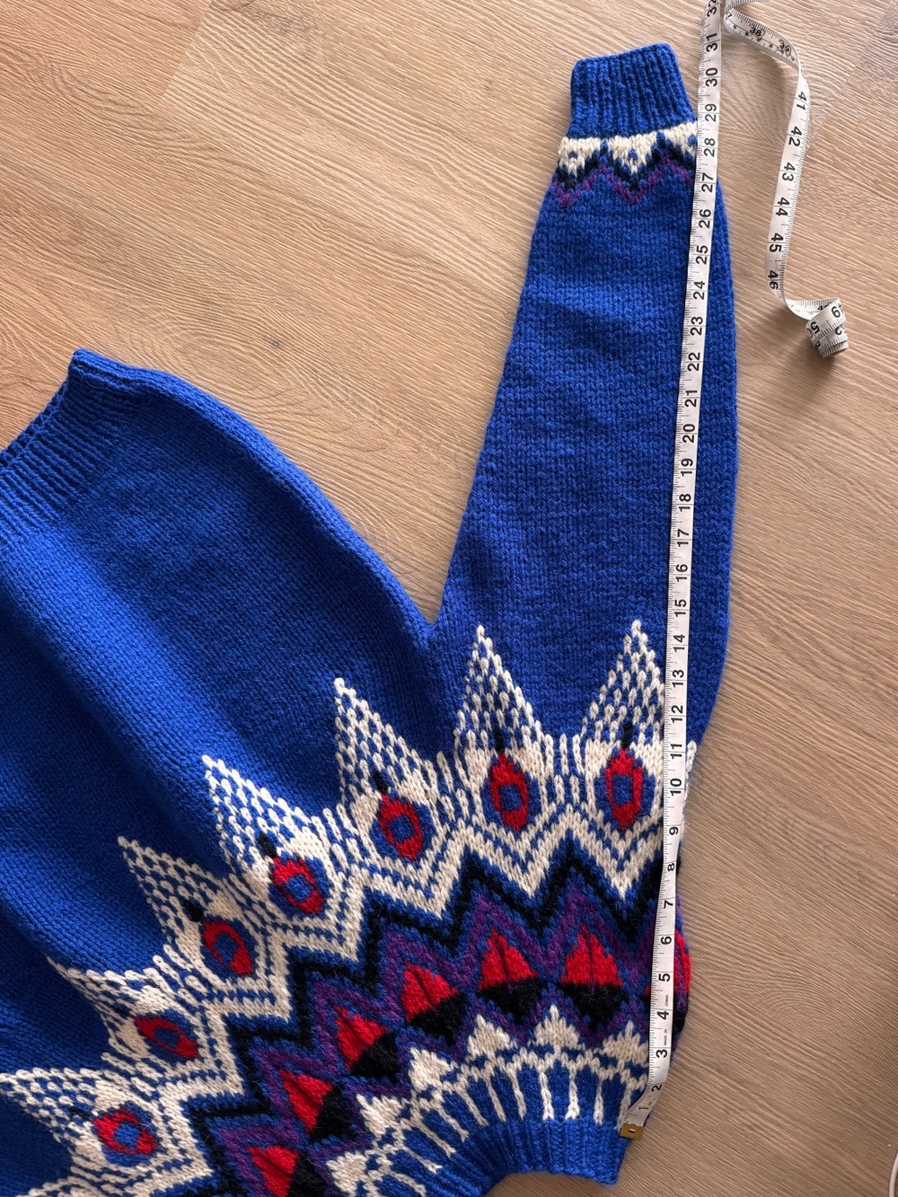 Vintage Marsh Landing Hand Knit Shetland Wool Fair Isle Yoke Sweater M Blue - Picture 6 of 14